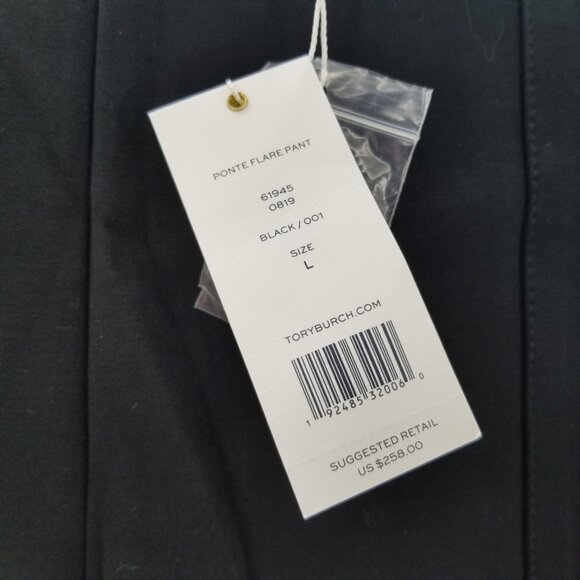Tory Burch  Ponte Flare Black Womans Pant  Brass Button Details Sz Large - Picture 4 of 12